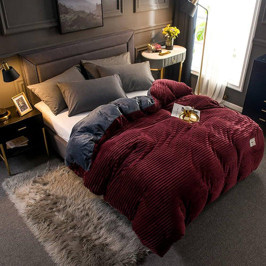 Double-Sided Coral Velvet Duvet Set (4pcs)
