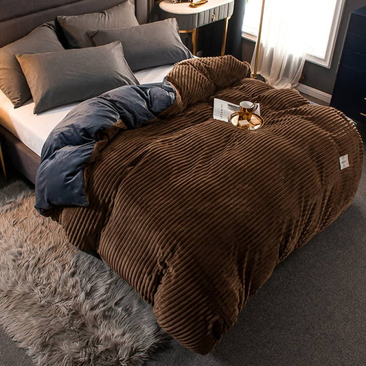 Double-Sided Coral Velvet Duvet Set (4pcs)